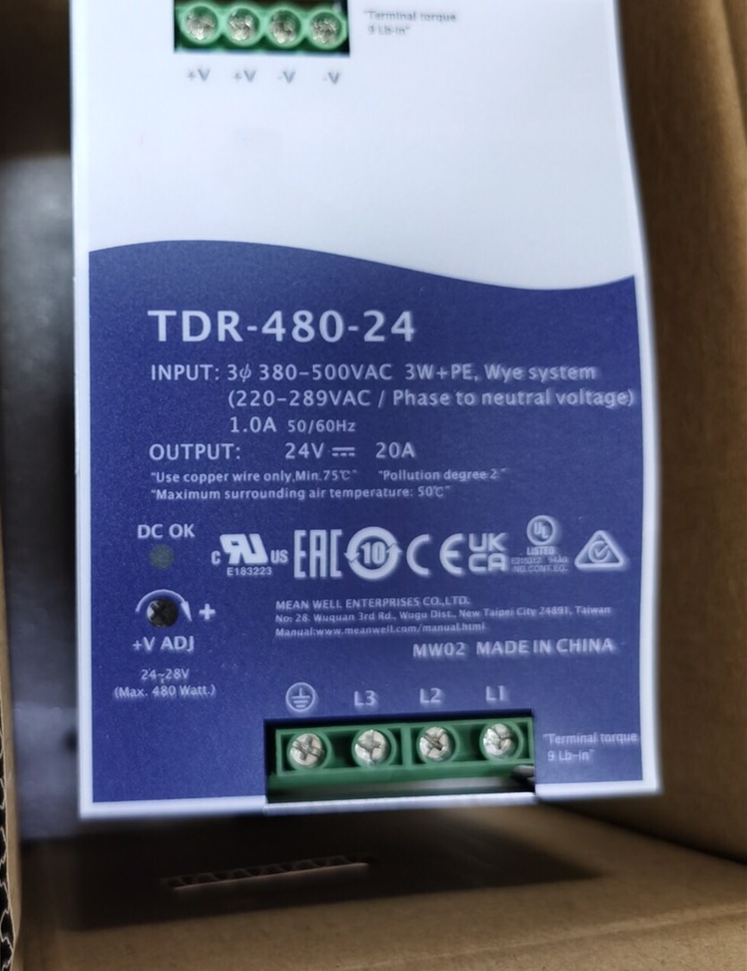 100% ο ǰ Ī   ġ TDR-480-24 480W | 24V | 340-550VAC/480-780VDC